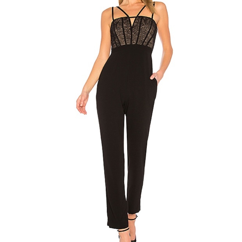 BCBG Maxazria Patrycia Jumpsuit with Lace Black XS